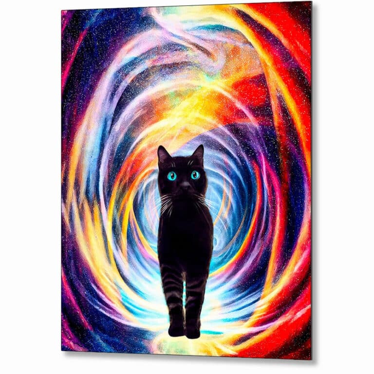 Cosmic Kitty – Black Cat Metal Print