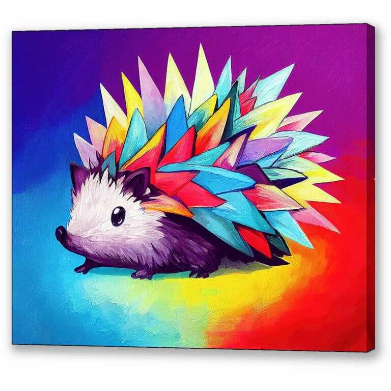 Cute Hedgehog – Colorful Abstract Canvas Print