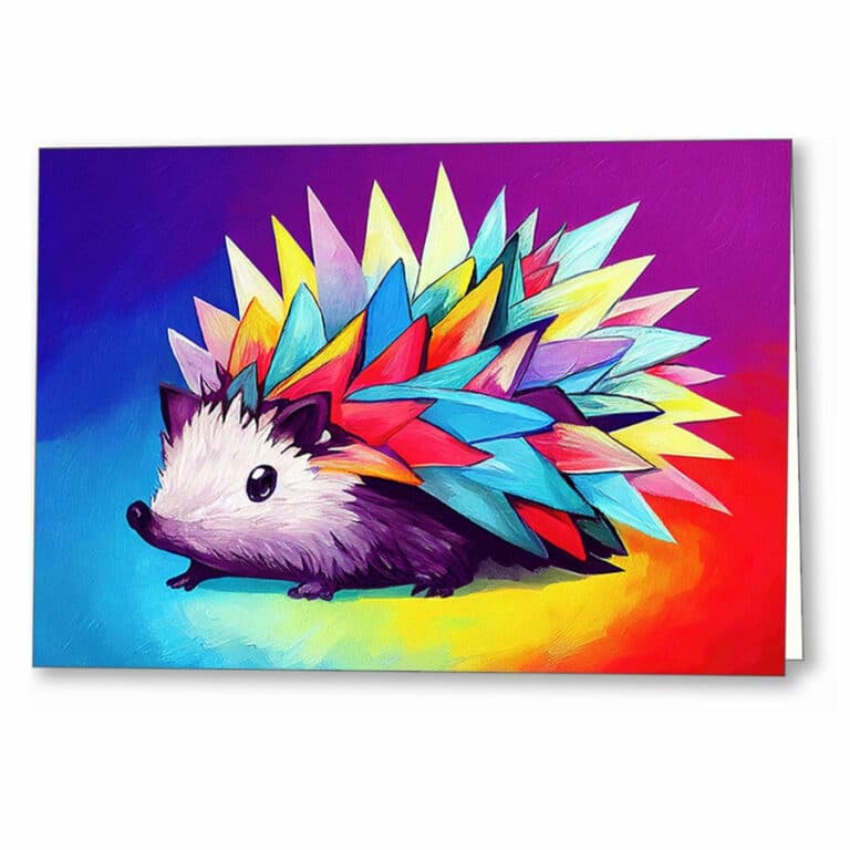 Cute Hedgehog – Colorful Abstract Greeting Card