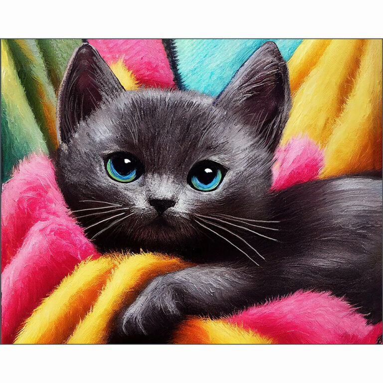 Dark Grey Kitten – Cute Cat Art Print