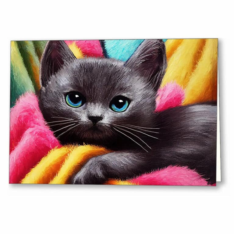 Dark Grey Kitten – Cute Cat Greeting Card