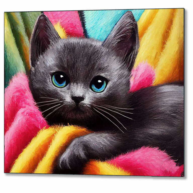 Dark Grey Kitten – Cute Cat Metal Print