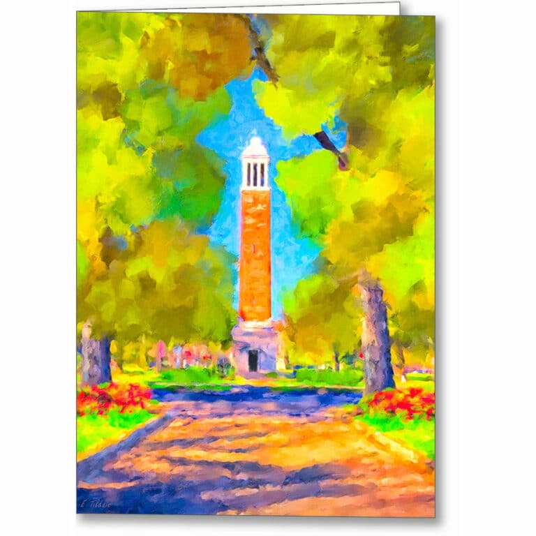 Denny Chimes On The Quad – Greeting Card