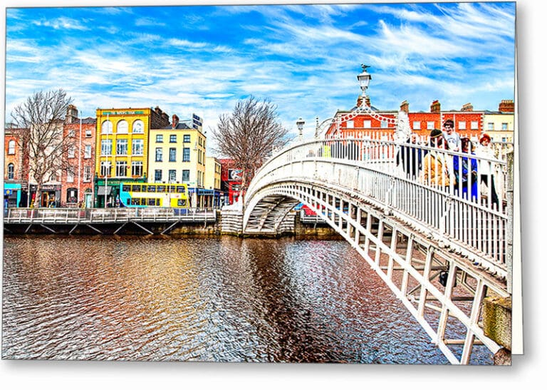 Ha’penny Bridge on a Winter Day in Dublin – Irish Greeting Card