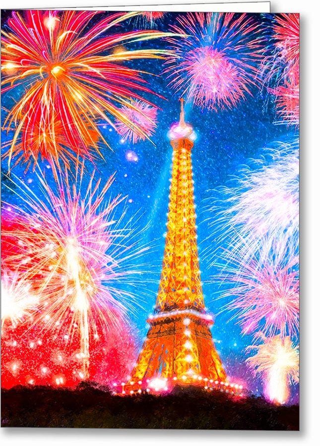 Eiffel Tower Fireworks – Paris Greeting Card