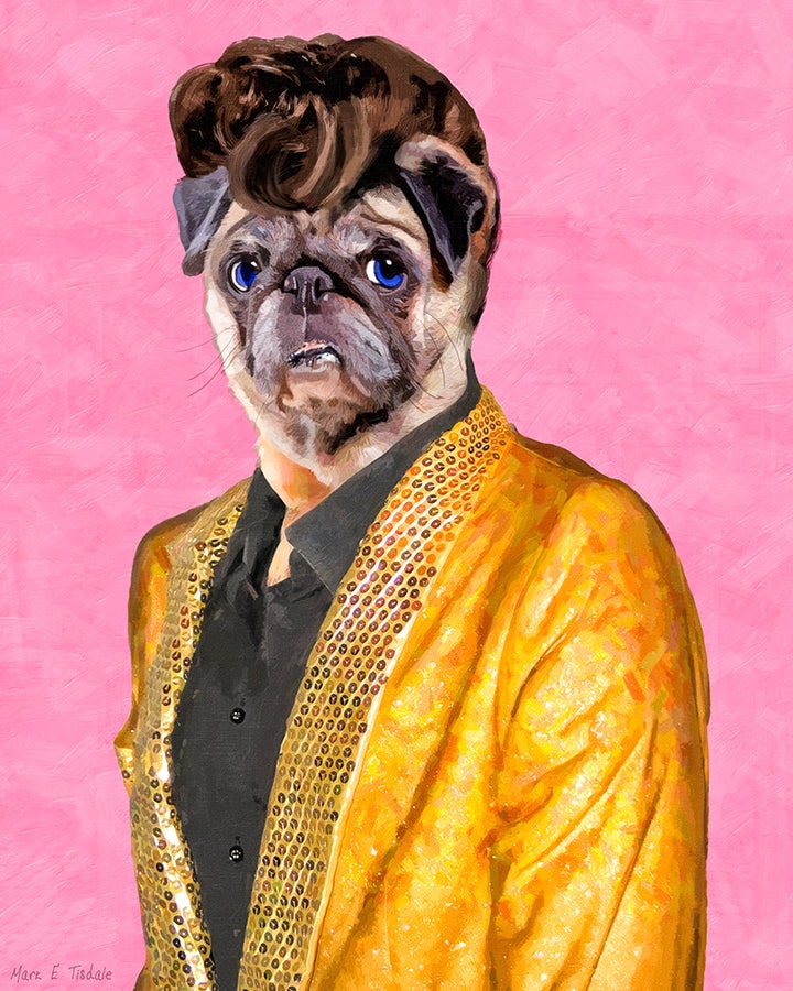 Elvis Pugsley – Whimsical Pug Art Print