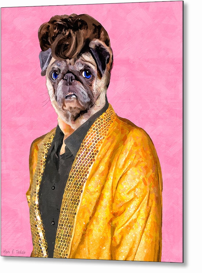 Elvis Pugsley – Whimsical Pug Metal Print
