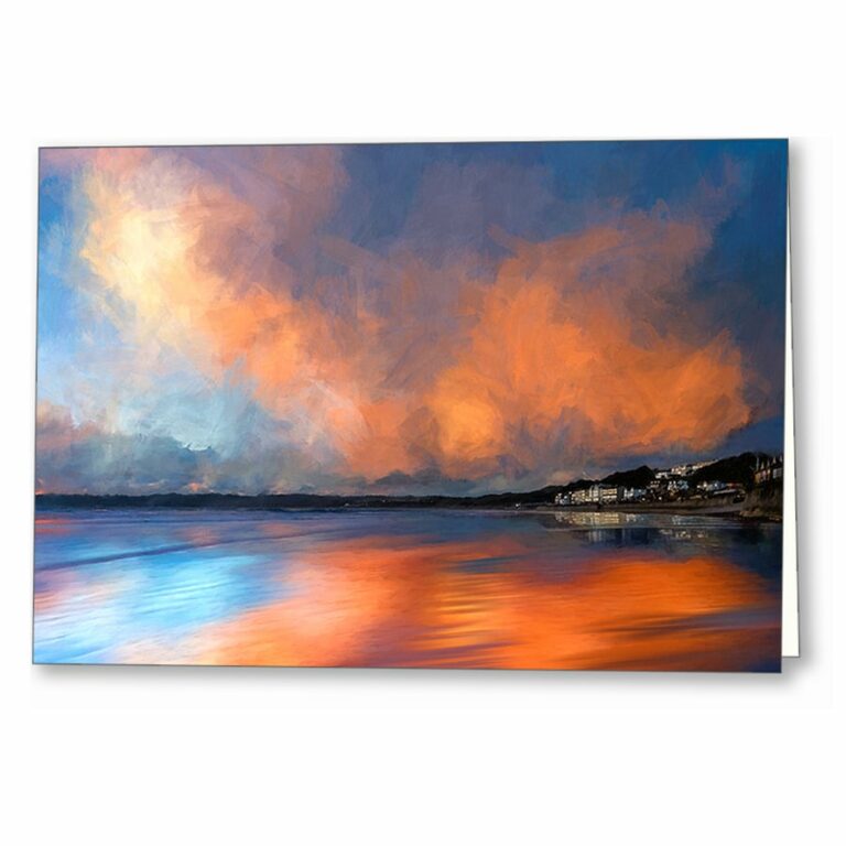 Eventide By The Sea – Abstract Sunset Greeting Card