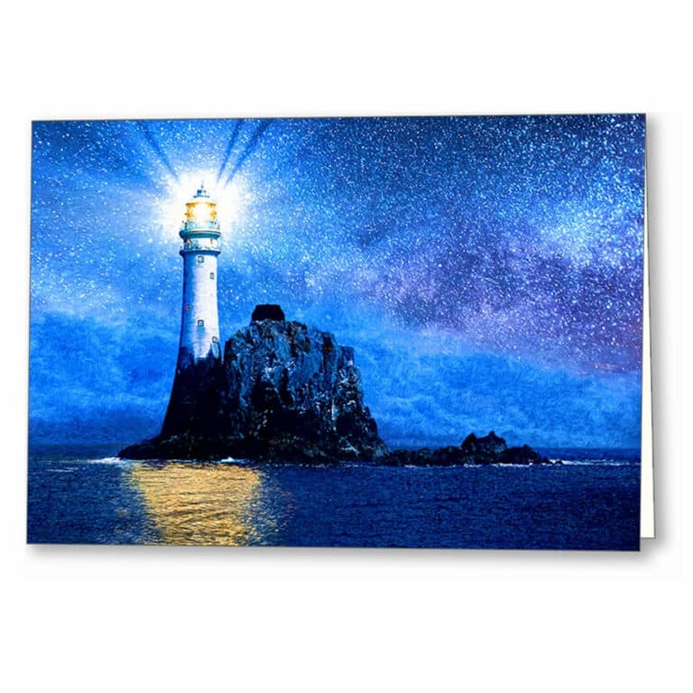 Fastnet Lighthouse At Night – Irish Greeting Card