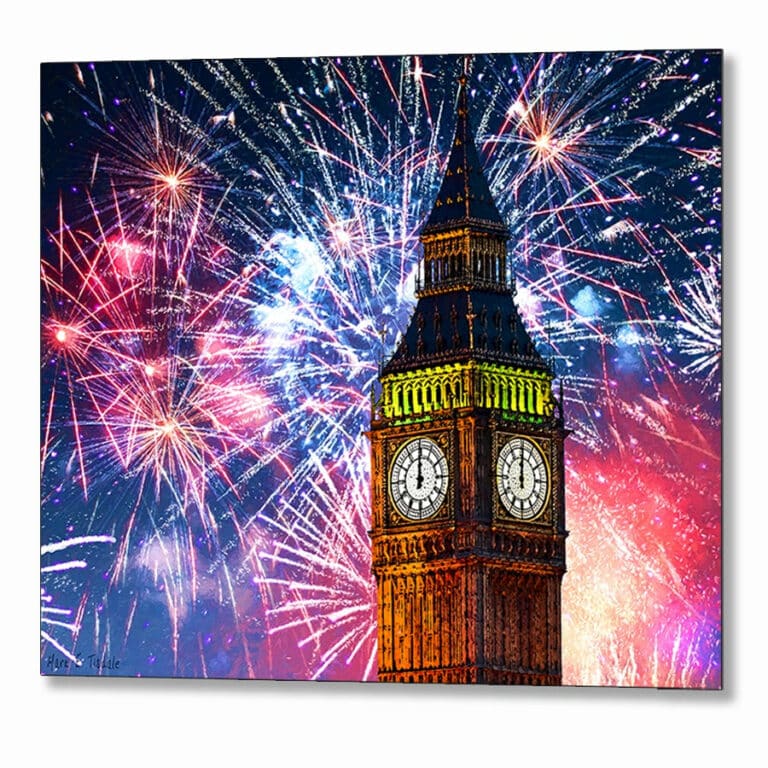 Fireworks Over Big Ben – London Metal Print