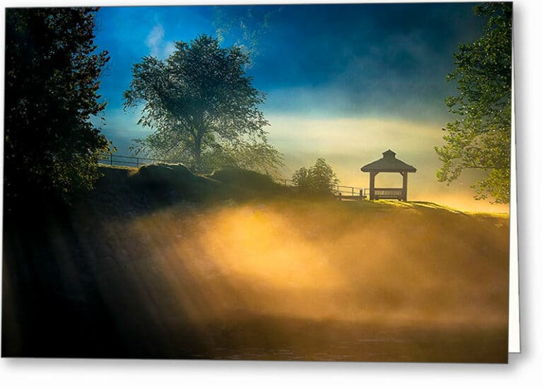 Foggy Sunrise Landscape – Georgia Greeting Card