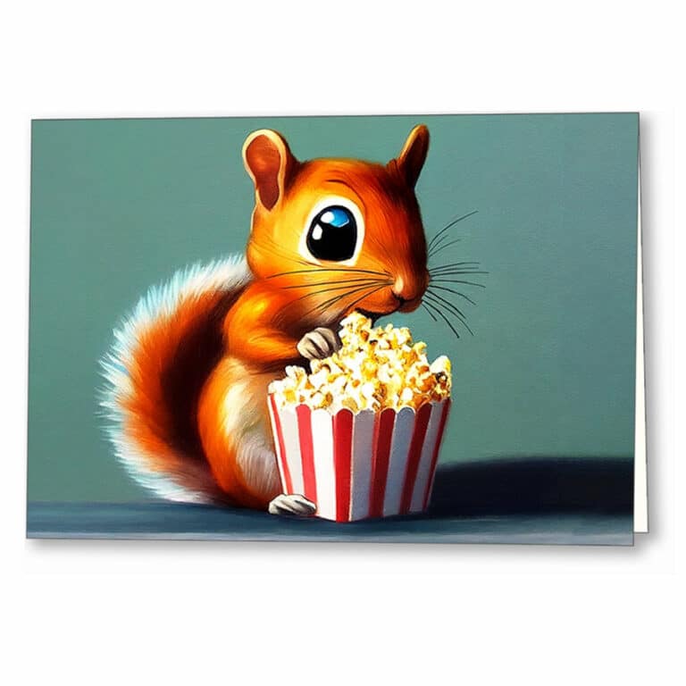 Got my Popcorn – Cute Squirrel Greeting Card
