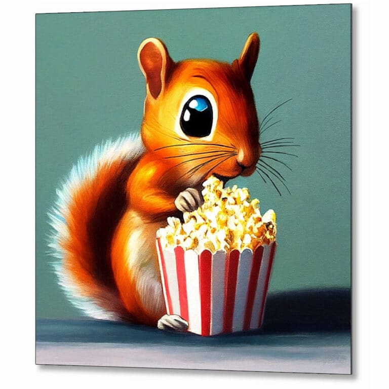 Got my Popcorn – Cute Squirrel Metal Print