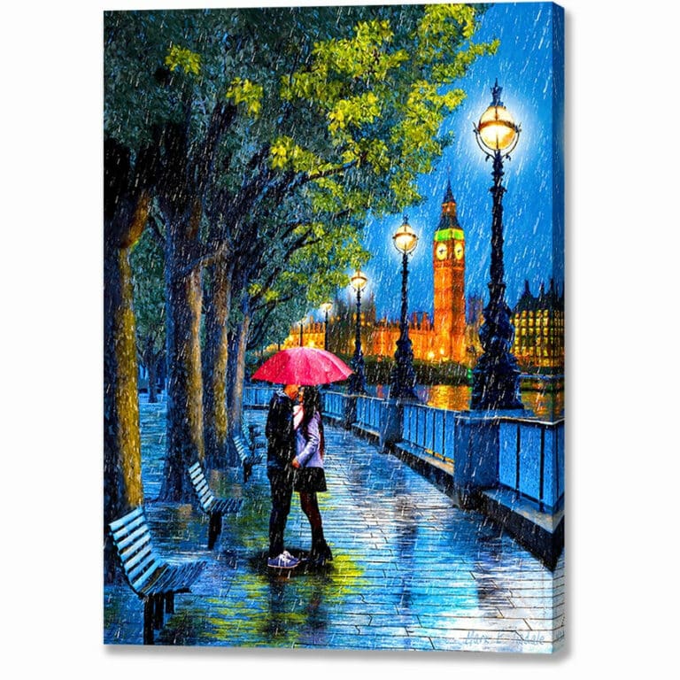 Kiss In The Rain – London River Thames Canvas Print