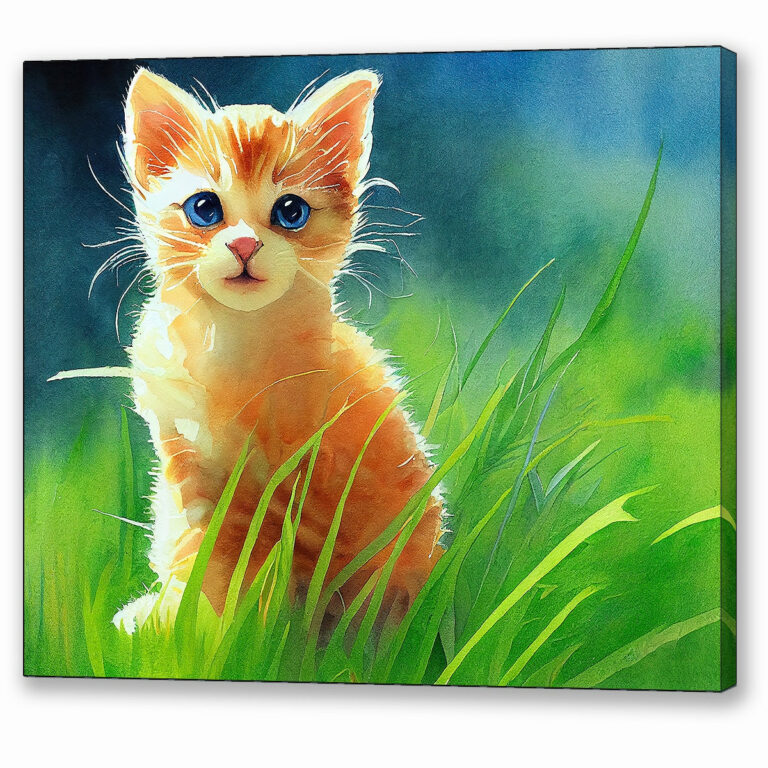Kitten In The Grass – Ginger Cat Canvas Print