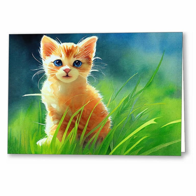 Kitten In The Grass – Ginger Cat Greeting Card