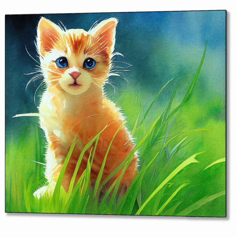 Kitten In The Grass – Ginger Cat Metal Print