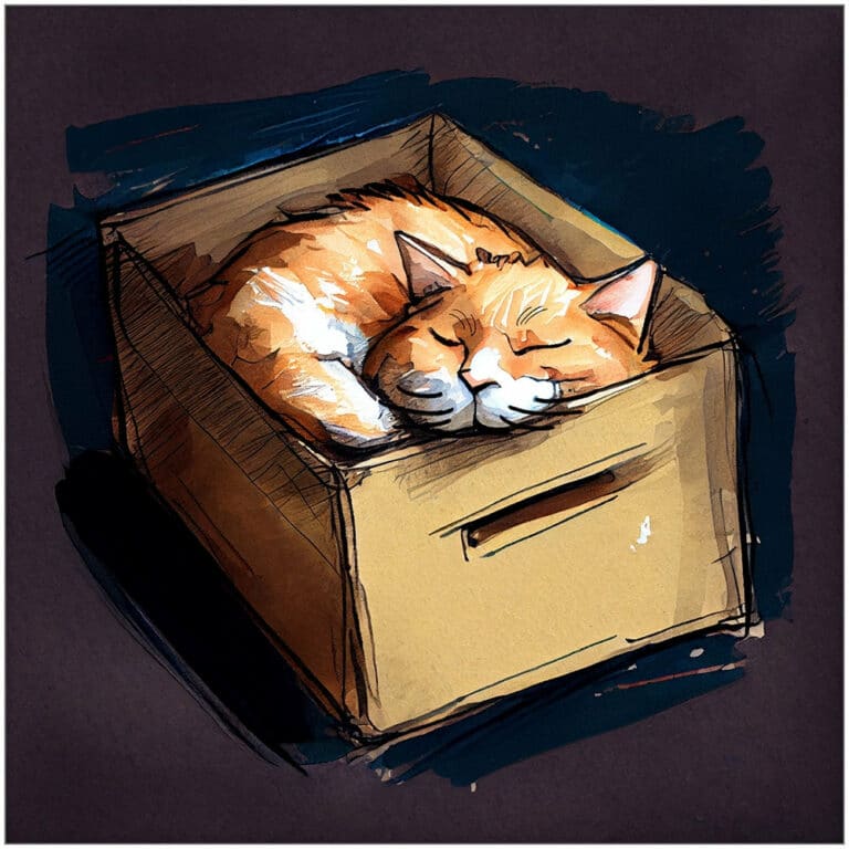 Kitty In A Box – Ginger Cat Art Print