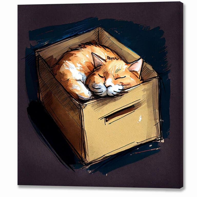 Kitty In A Box – Ginger Cat Canvas Print