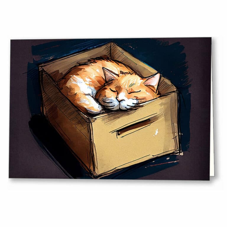 Kitty In A Box – Ginger Cat Greeting Card