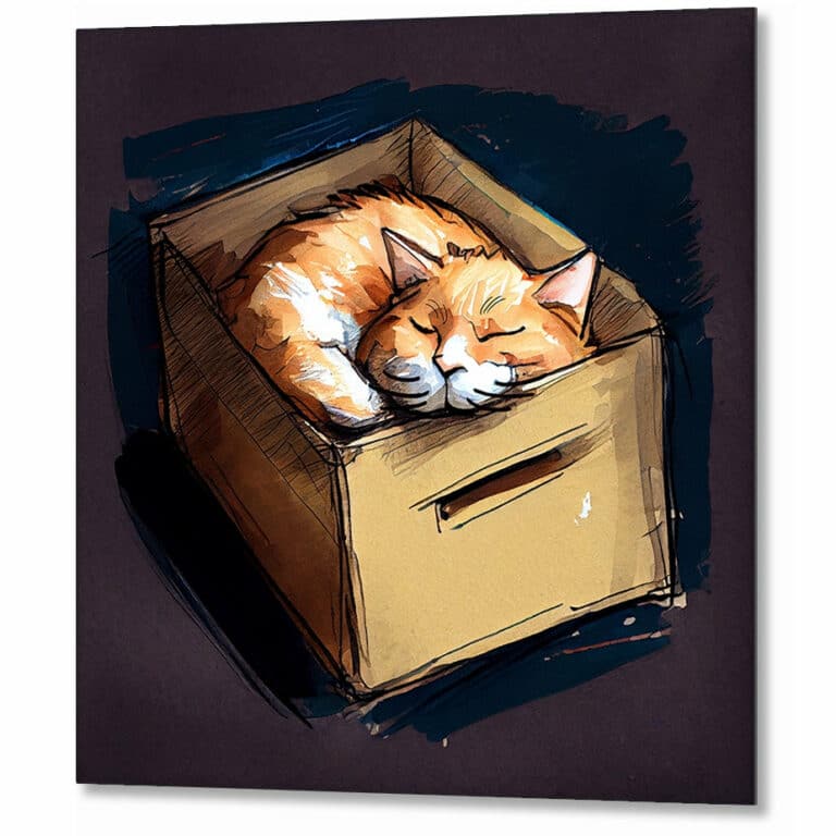 Kitty In A Box – Ginger Cat Metal Print