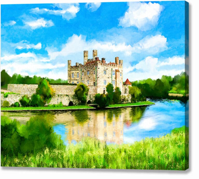 Leeds Castle In Spring – English Landscape Canvas Print