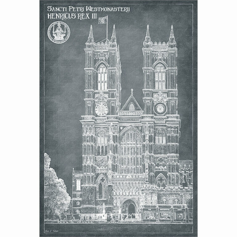 London Architecture Blueprints – Westminster Abbey Art Print