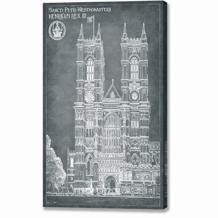 London Architecture Blueprints – Westminster Abbey Canvas Print