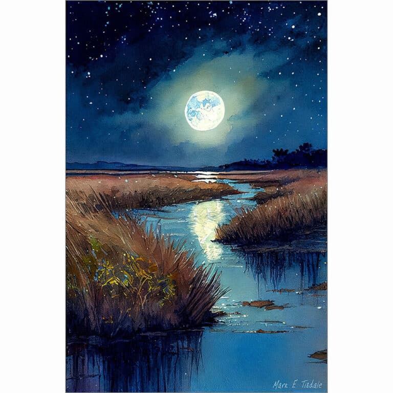 Night On The Coast – Georgia Salt Marsh Art Print