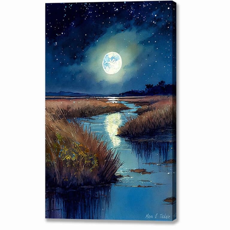 Night On The Coast – Georgia Salt Marsh Canvas Print
