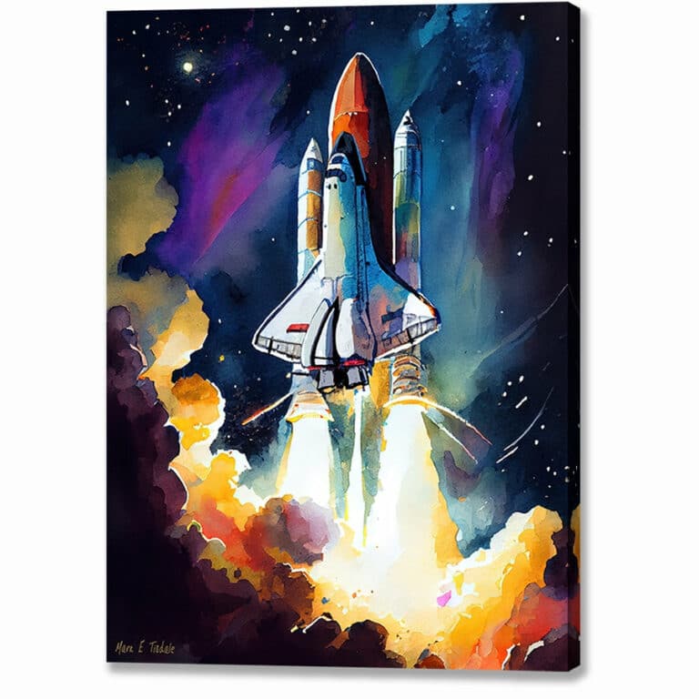 Night Shuttle Launch – Space Exploration Canvas Print