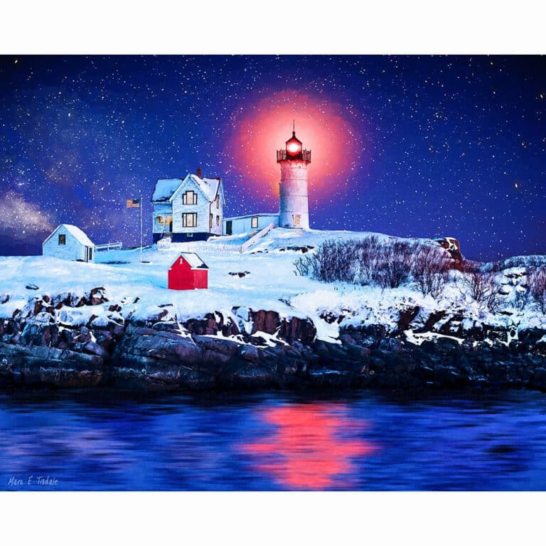 Nubble Light – Winter Night Art Print