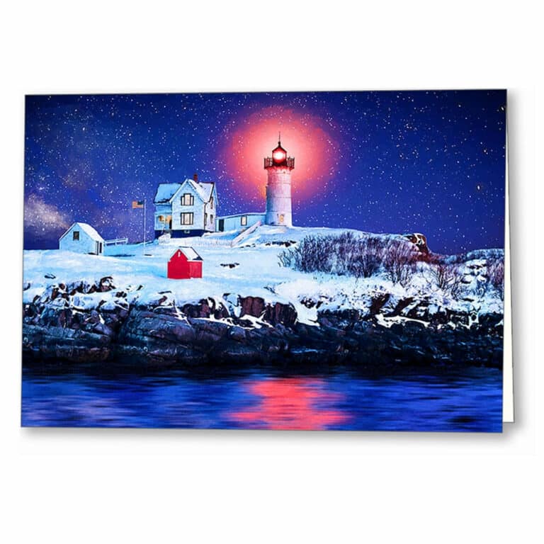 Nubble Light – Winter Night Greeting Card