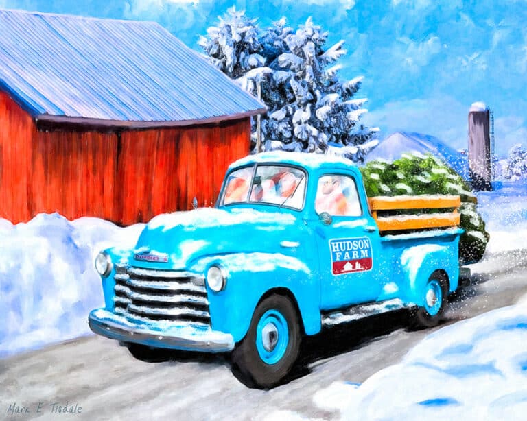 Old Blue Truck In The Snow – Winter Art Print