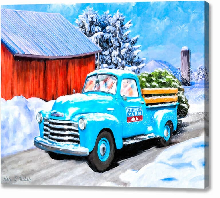 Old Blue Truck In The Snow – Winter Canvas Print