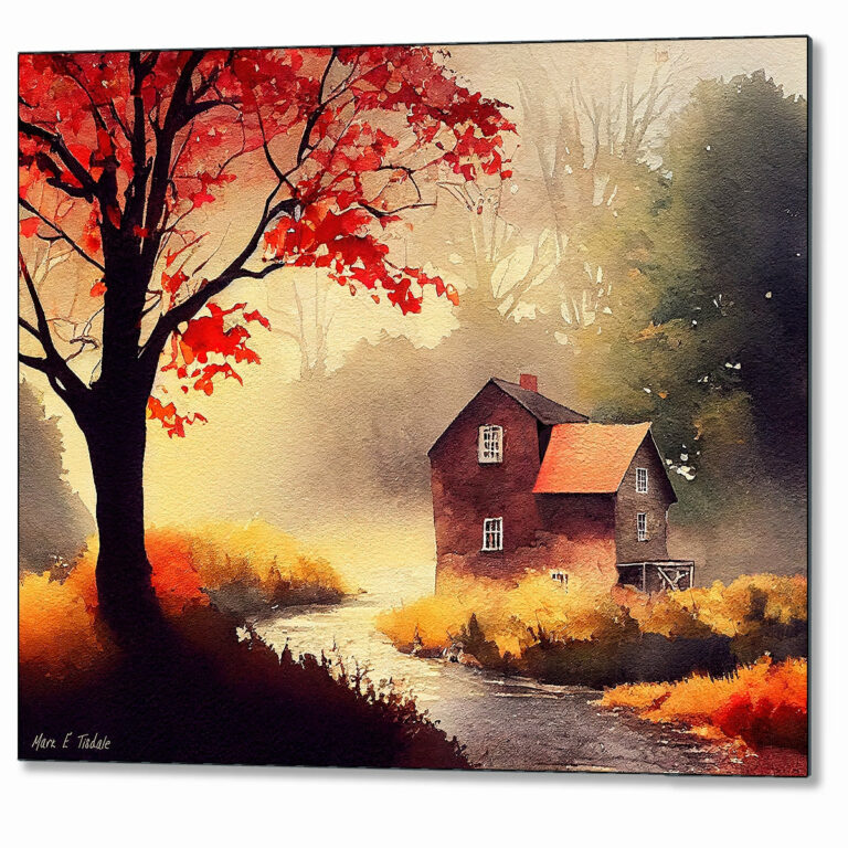 Old Mill In The Morning – Autumn Metal Print