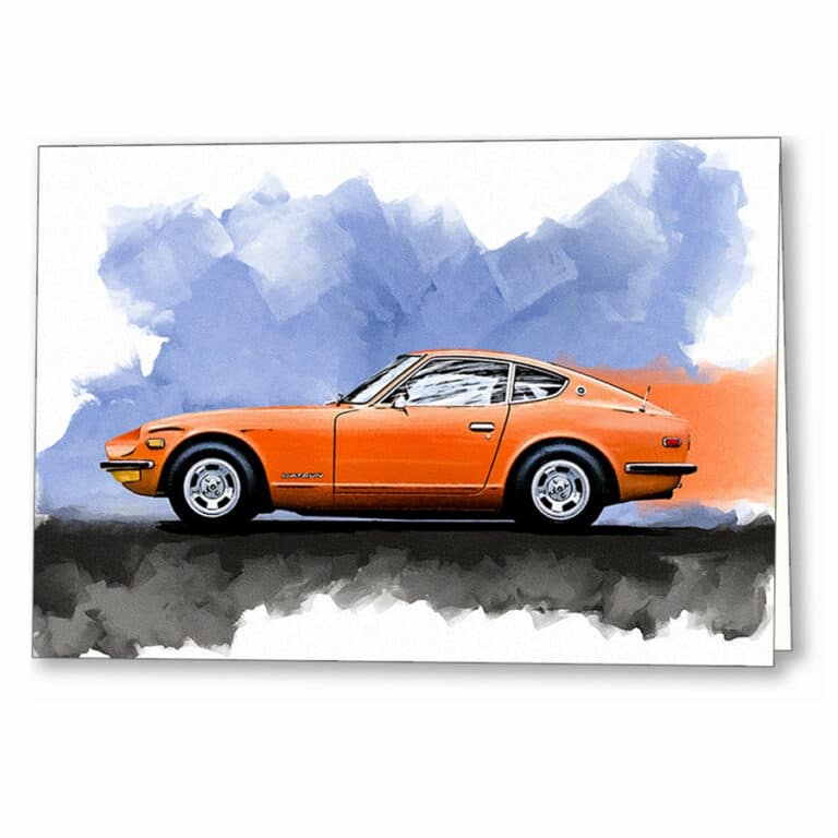 Orange Datsun 240Z – Classic Car Greeting Card