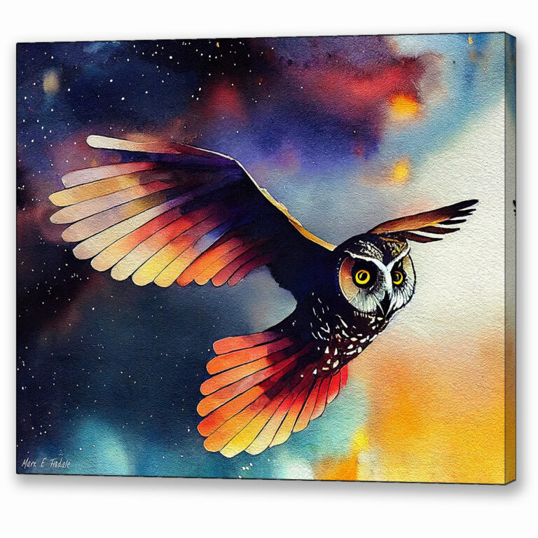 Owl In Flight – Abstract Canvas Print