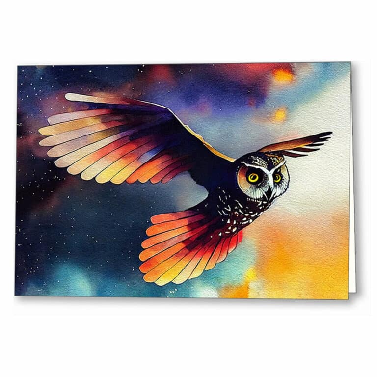 Owl In Flight – Abstract Greeting Card