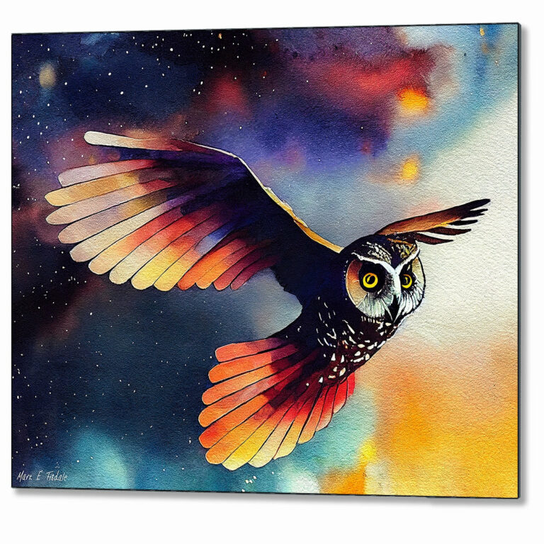 Owl In Flight – Abstract Metal Print