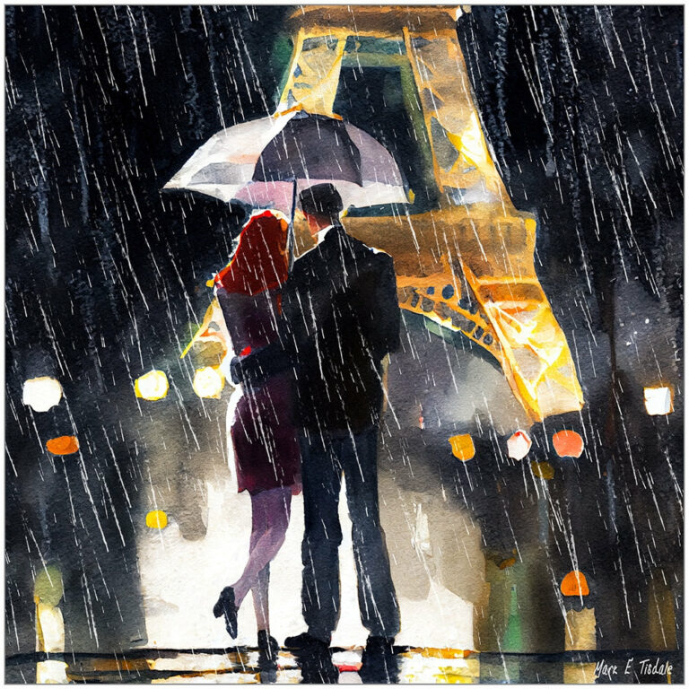 Paris In The Rain – Eiffel Tower Art Print