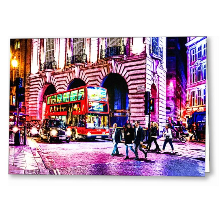 Piccadilly At Night – London Greeting Card