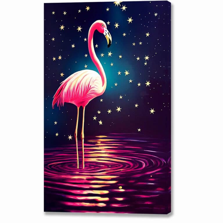 Pink Flamingo – Starry Night Canvas Print