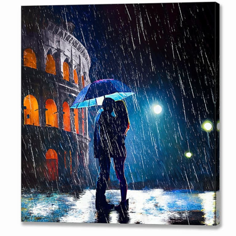 Rain by the Colosseum – Romantic Rome Canvas Print