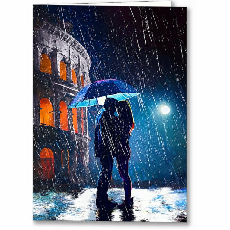 Rain by the Colosseum – Romantic Rome Greeting Card