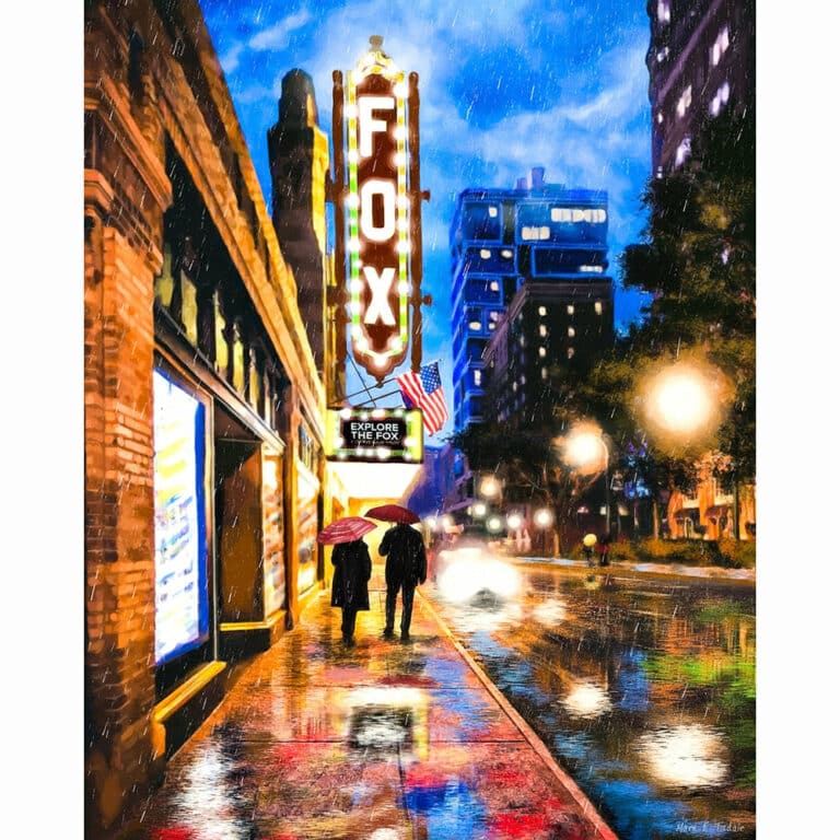 Fox Theatre At Night – Rainy Atlanta Art Print