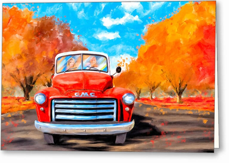 Red GMC Pickup – Classic Truck Greeting Card