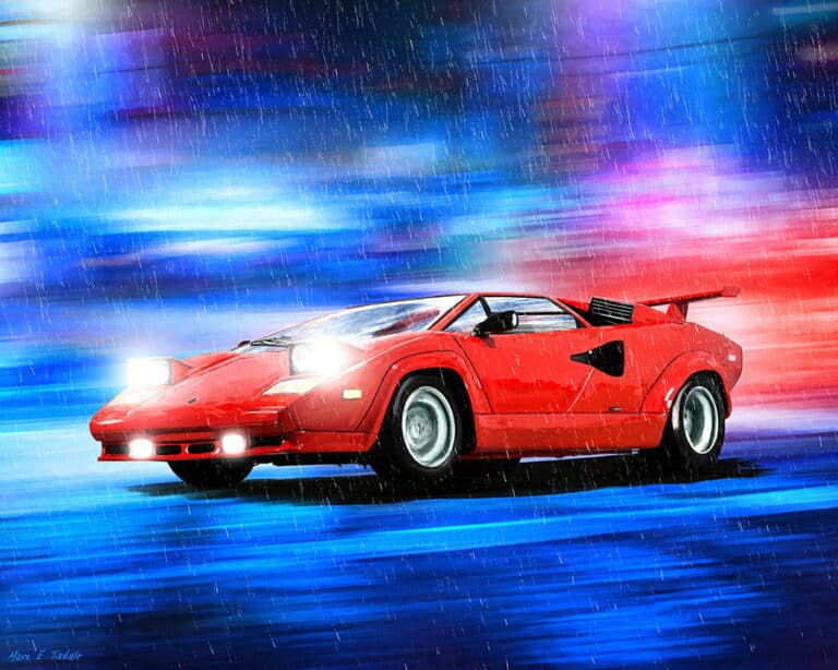 Red Lamborghini Countach – Classic Car Art Print