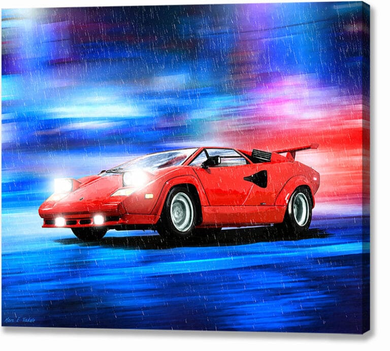 Red Lamborghini Countach – Classic Car Canvas Print