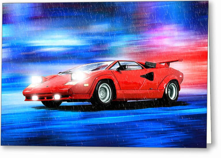 Red Lamborghini Countach – Classic Car Greeting Card